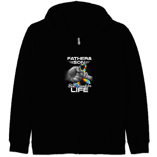 Discover Autism Dad Father and Son bests Friends for Life Autism23 Neurodiverse Zip Hoodies