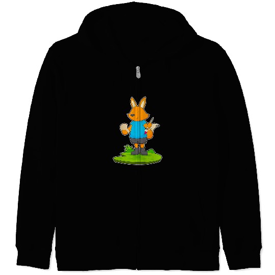 Fox Painter Paint brush Painting Zip Hoodies