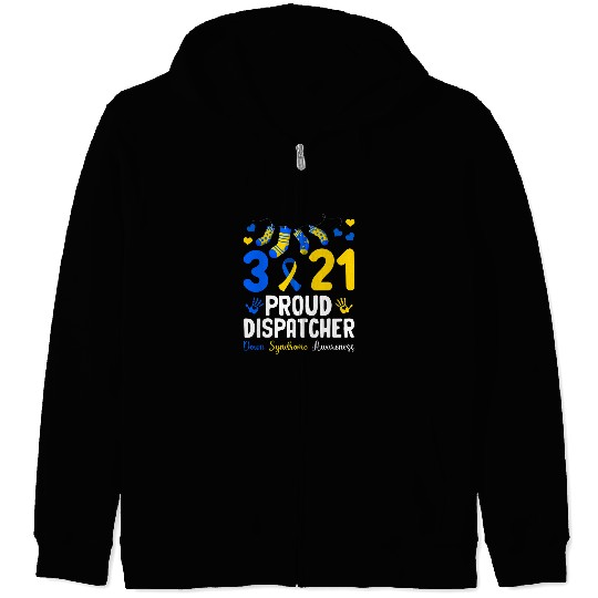 321 Proud Dispatcher Down Syndromes Awareness Ribbons Lover Zip Hoodies