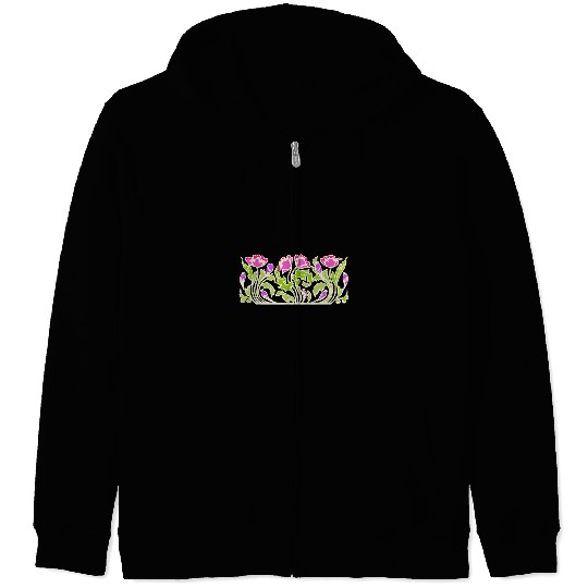 Art Nouveau Floral Flowers Poppies Design Zip Hoodies