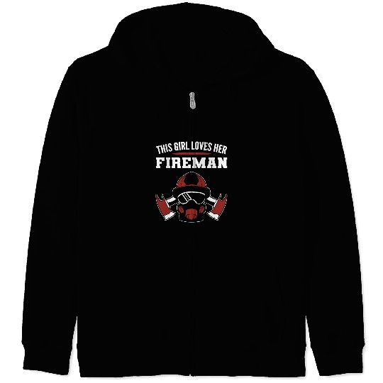 Fireman Firefighter Loves Her Fireman Volunteer Firefighter Firemen Zip Hoodies