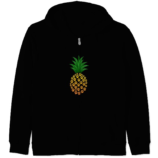 Funny pineapples Paw Prints Trendy Dog Cat Animal Lover Zip Hoodies