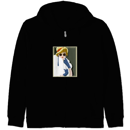 Art Deco Clothing Retro 1920s 1930s Elegant Woman Zip Hoodies