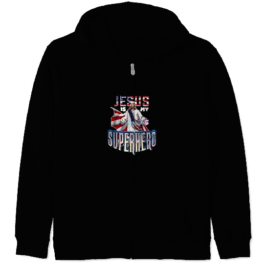 Christian Jesus Is My Superhero Christ Zip Hoodies