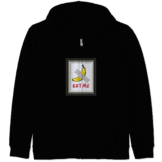 Eat Me Framed Banana Taped To Wall Miami Beach Art Project Zip Hoodies