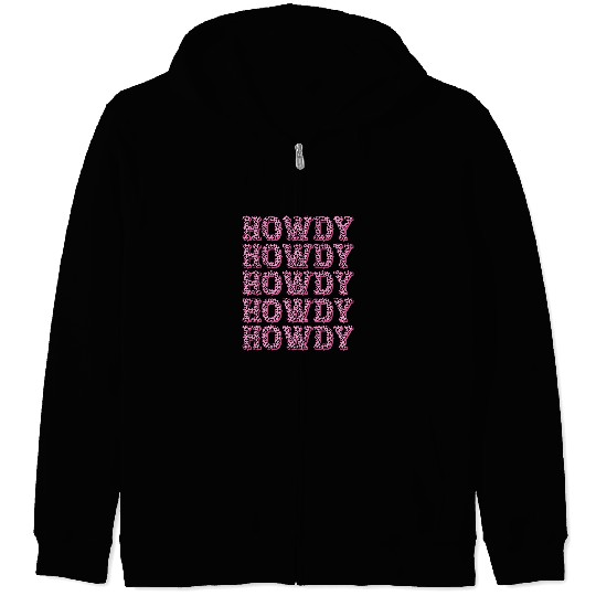 HOWDY Country Southern Western Pink Leopard Cow pattern Zip Hoodies