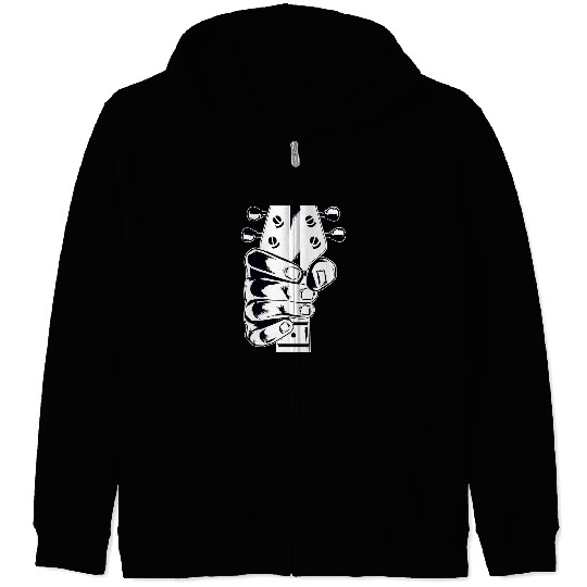 Bass Player Illustration Bassist Funny Bass Guitar Zip Hoodies