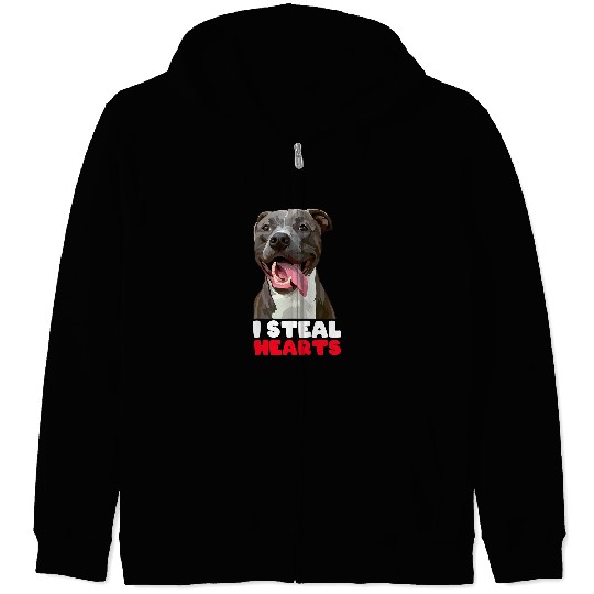 Bully I Steal Hearts Valentines Pitbull Lovers 67 Pitbull Dog Zip Hoodies