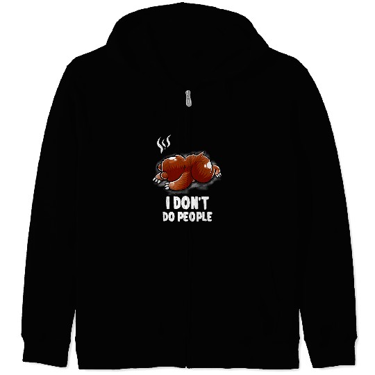 Funny Bear I Dont Do People Introvert Sleeping Nerd Grizzly Bear Geek Cute Bears Zip Hoodies