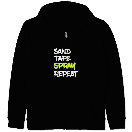 Auto Body Painter Sand Tape Spray Repeat Autobody Technician 1 Zip Hoodies