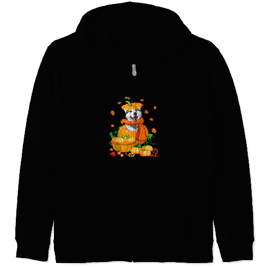 Dog Husky Cute Husky Dog In Pumkins Halloween Autumn Leaves Fall Yall 74 Zip Hoodies