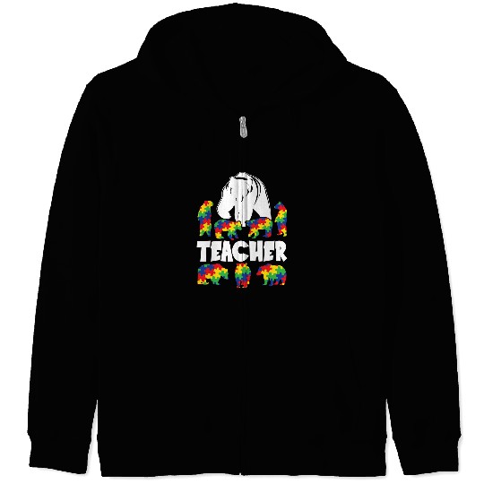 Autism Teacher Awareness Special Ed Puzzle Piece Neurodiverse Zip Hoodies