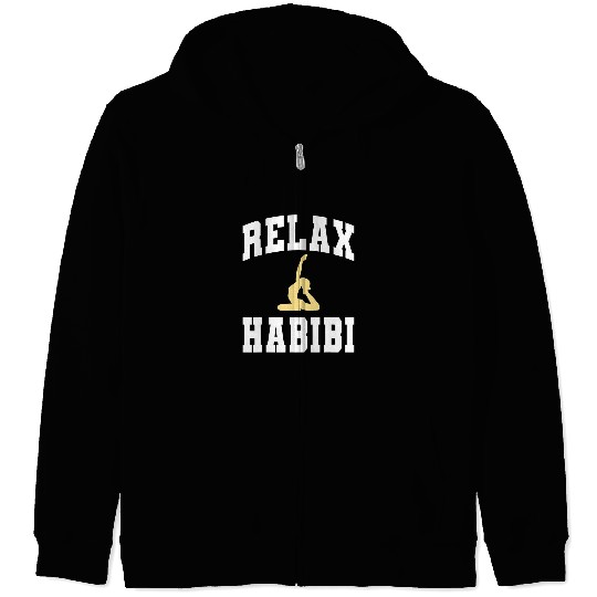 Namaste Yoga Funny Saying Relax Habibi Cute Yoga Lover Meditation Zip Hoodies