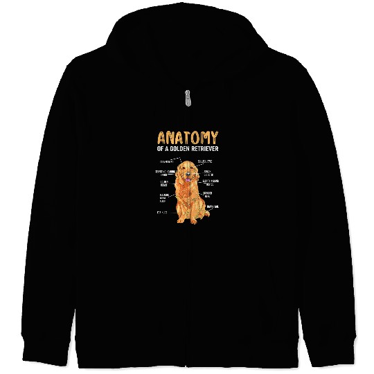 Goldie Anatomy Of A Dog Lover 46 Golden Retriever Dog Zip Hoodies