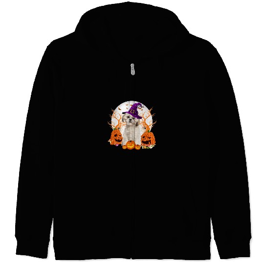 Dog Halloween Shih Tzu Dog Jack O Lantern Pumpkin 29 Zip Hoodies
