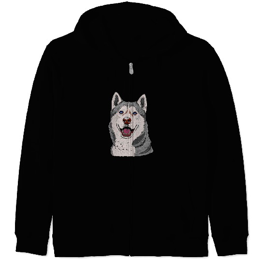 Husky Illustration Blue Eyes Animal Dog Love Zip Hoodies