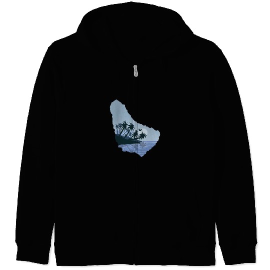 Barbados map and beautiful nature and landscape Zip Hoodies