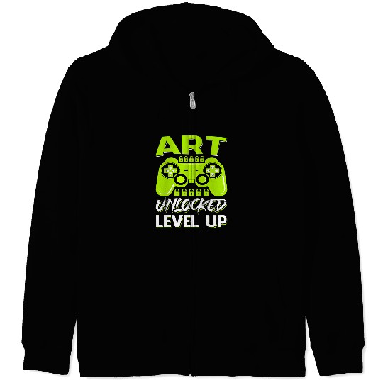Art Unlocked Level Up Video Gamer Back To School Zip Hoodies