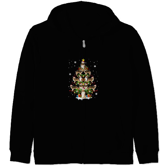 Dog Shetland sheepdog Shelties Christmas Tree xmass 3 Zip Hoodies