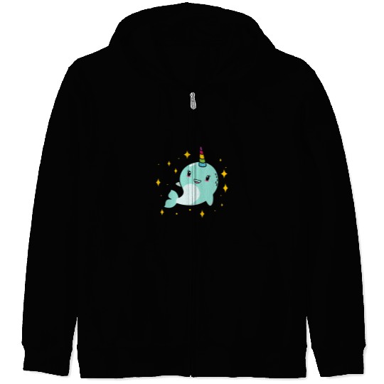 Narwhal Unicorns Design for Kids and Narwhal Lovers Zip Hoodies