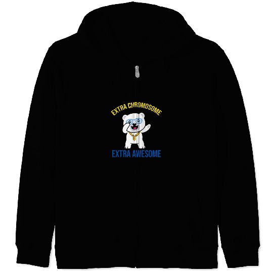 Extra Chromosome Extra Awesome Bear Down Syndromes Awareness Zip Hoodies