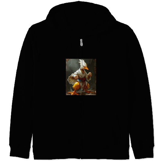 Pond Goose Kung Fu Mixed Martial Arts Warrior Wearing Gi Art 1 Zip Hoodies
