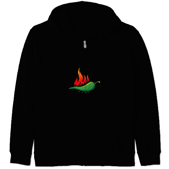 Flaming Hot Jalapeno Pepper for Spicy Mexican Food Lover Zip Hoodies