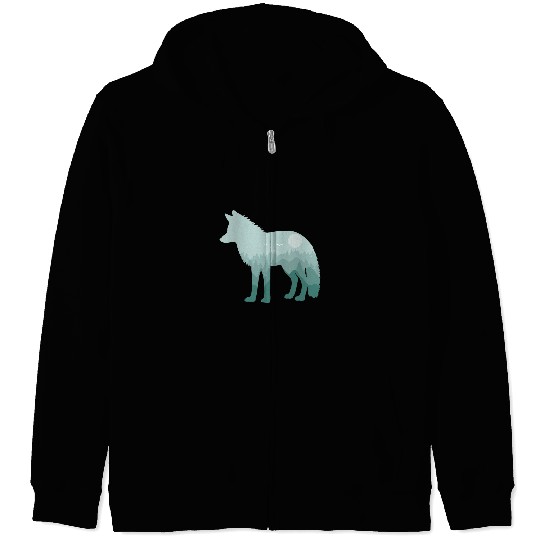 Fox Silhouette Forest Mountains Landscape Nature Animal Lovers Zip Hoodies