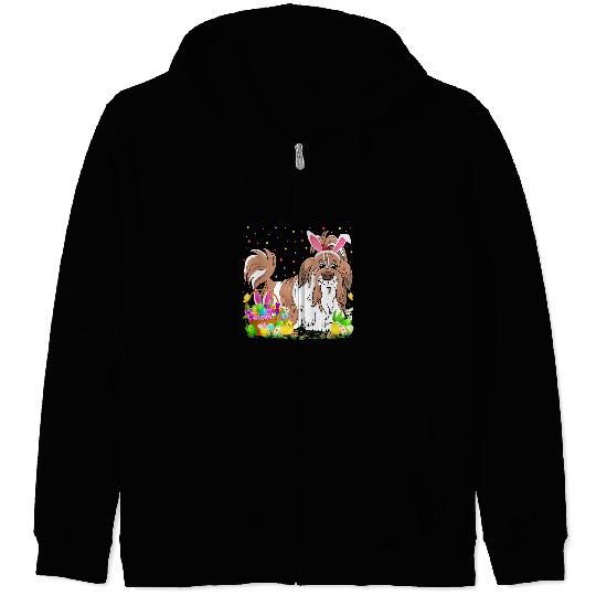 Easter Shih Tzu Dog Bunny Egg Hunting Shih Tzu Easter Sunday Zip Hoodies