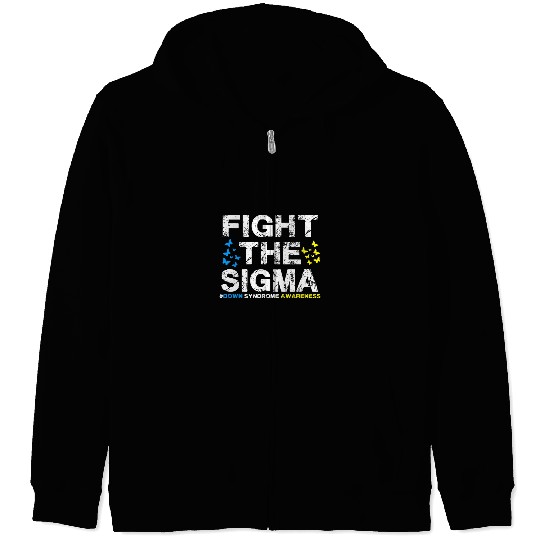 Fight the Sigma Down Syndromes Awareness Month Blue Yellow Zip Hoodies