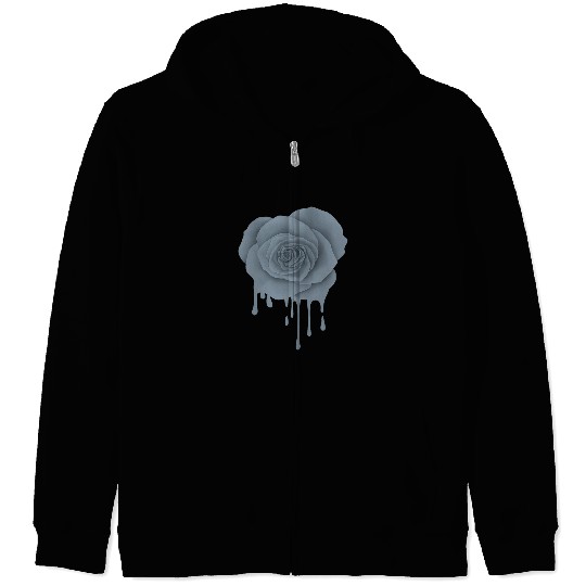 Black Melting Rose Flower Gardener Botanist Flowers Zip Hoodies