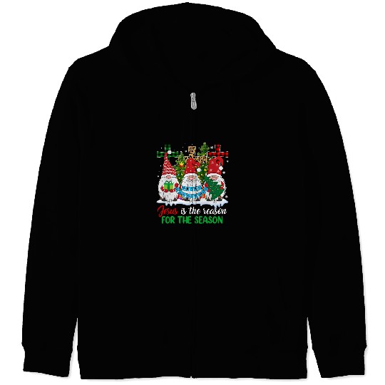 Christian Gnomies Christmas Jesus Is The Reason For The Season xmass 168 Bibble Jesus Christ Zip Hoodies