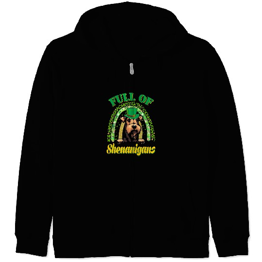 Dog Airedale Terrier Full Of Shenanigans Airedale Terrier Dog St Patricks Day Zip Hoodies