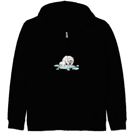 Funny Bear Polar bear north pole polar bear environmental protection 2 Cute Bears Zip Hoodies