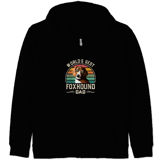 Mens Worlds bests Foxhound Dad vintages American Foxhound Dog Dad Zip Hoodies