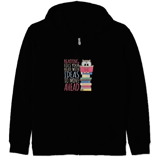 Reading Book Library Librarian Bookworm Owl Reader Zip Hoodies