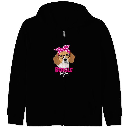 Beagle Mom I funny mom girl women dog owner illustration Zip Hoodies