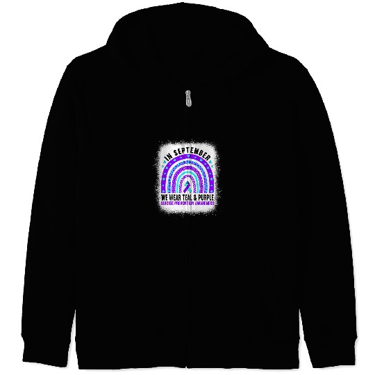 In September We Wear Teal Purple Ribbon suicides Prevention 6 Zip Hoodies