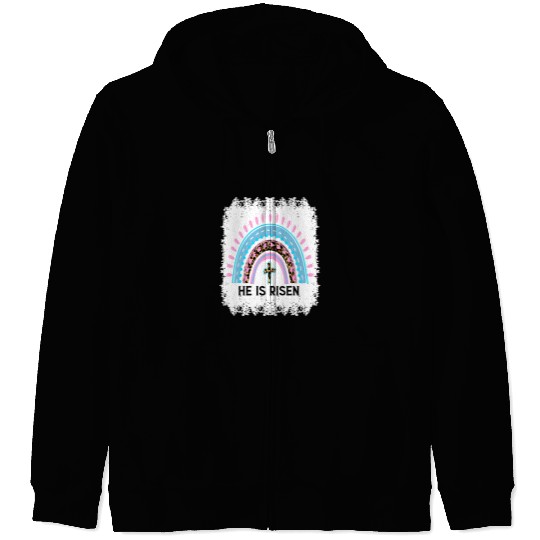 Christian Jesus Christ Christian Jesus He Is Risen Rainbow94 Bible Verse Christ Zip Hoodies