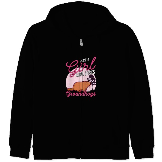 Groundhog Girl Marmot Woodchuck 3 Zip Hoodies