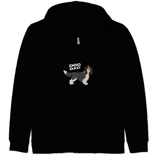 Mens Black White English Springer Spaniel Dog Dad Man Zip Hoodies