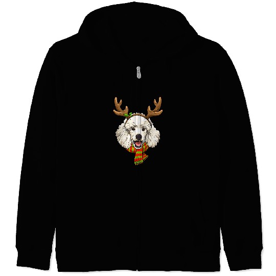 Poodles Christmas Santa Clause Reindeer xmass Poodle Lover181 Poodle dog Zip Hoodies