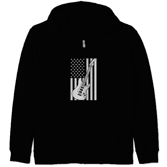 Guitarist US Flag American Pride Guitarist Musician Guitar Zip Hoodies