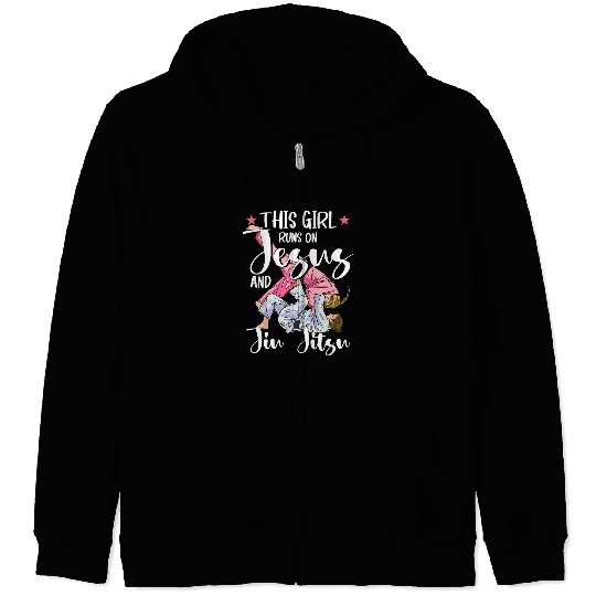 Christian This Girl Runs On Jesus And Jiu Jitsu Christ Zip Hoodies