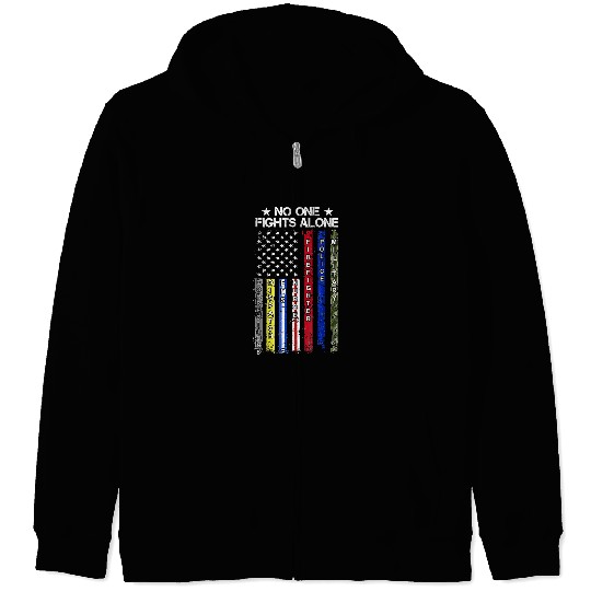 nurses Nursery No One Fights Alone USA Flag Thin Line Military Police nurses 50 medicals Nursing Zip Hoodies