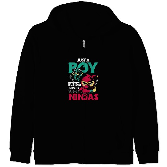 Just a boy who loves Ninjas design youth karate and Ninja Zip Hoodies