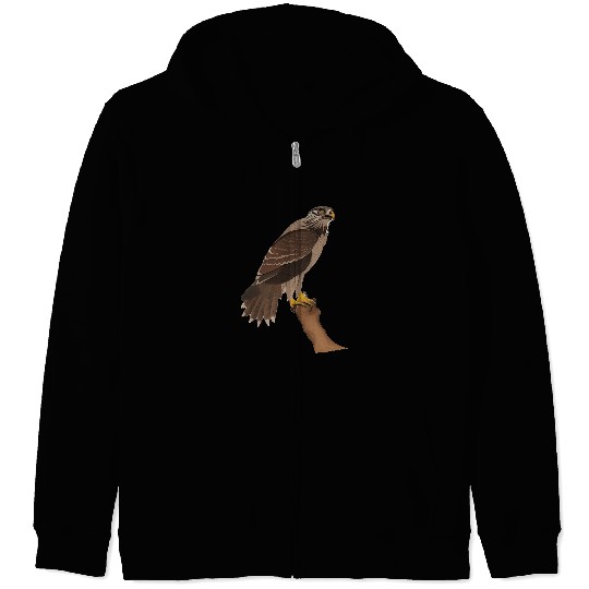 Hawk Portrait Natural History Illustration Zip Hoodies