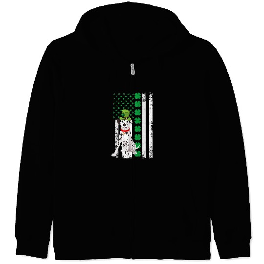 Dabbings Dalmatian Shamrock American Flag St Patricks Day 97 Dog Lover Dalmatians Dog Zip Hoodies