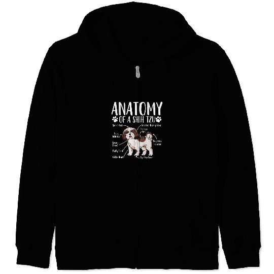 Shih Tzu Dog Anatomy 3 Zip Hoodies