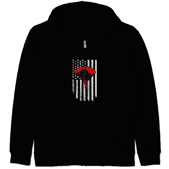 Skydiving Gift American Flag Zip Hoodies